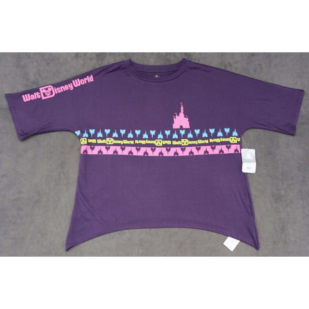 Walt Disney World Logo T-Shirt for Women Cinderella Castle Purple Pink Size L